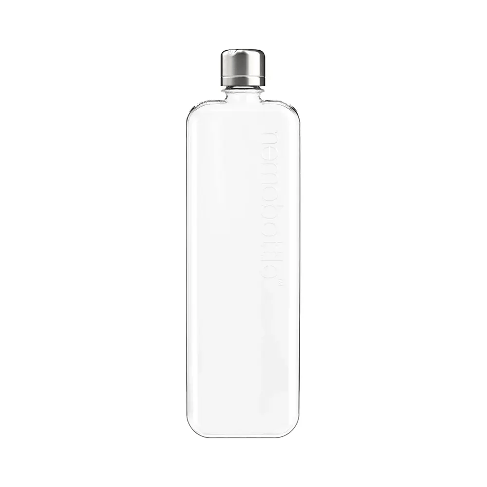 Memobottle Slim Reusable Water Bottle, BPA & BPS Free Flat Bottle, Stainless Steel Lid - 450ml 