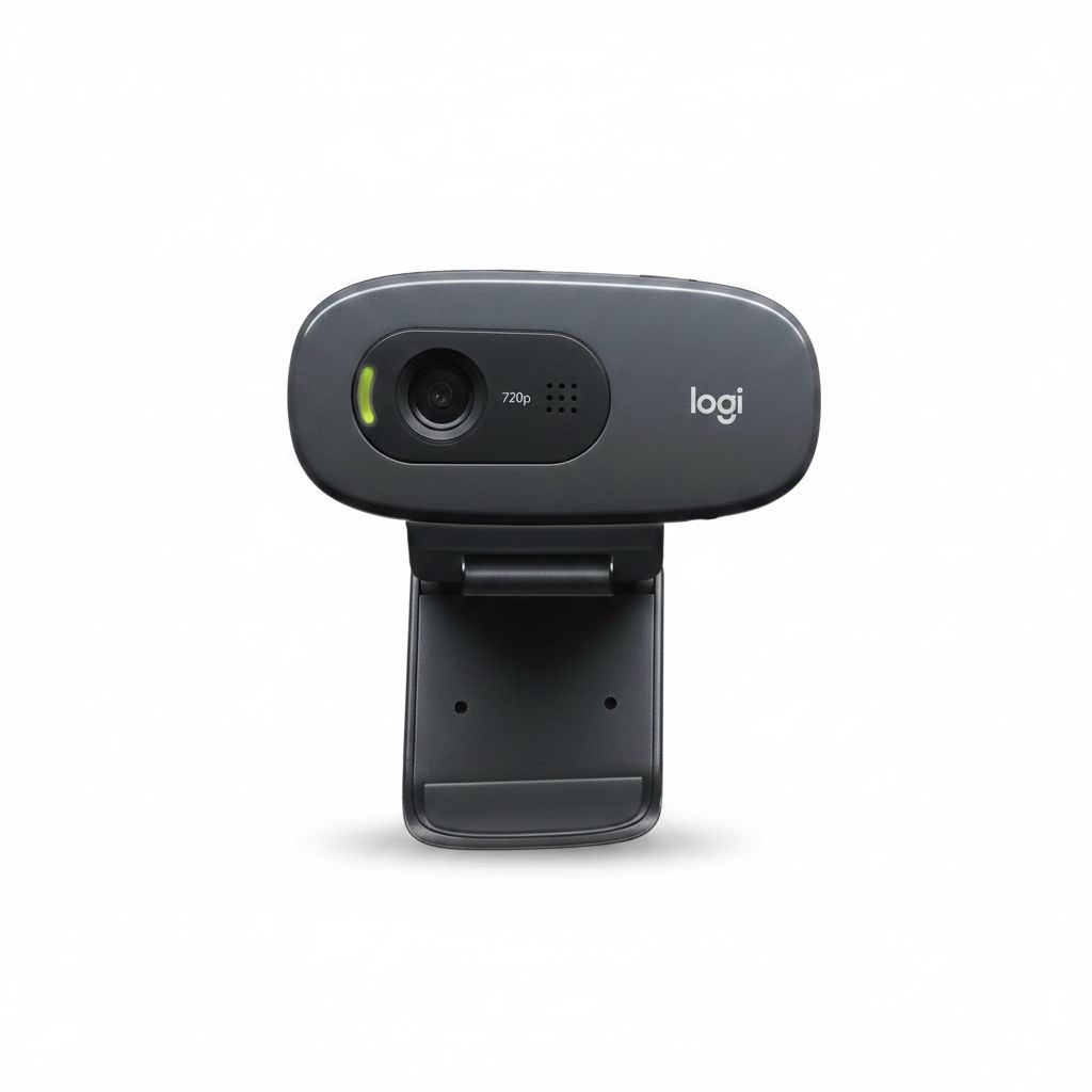 Logitech C270 HD Webcam, 720p Widescreen Video, Light Correction, Noise-Reducing Mic - Black