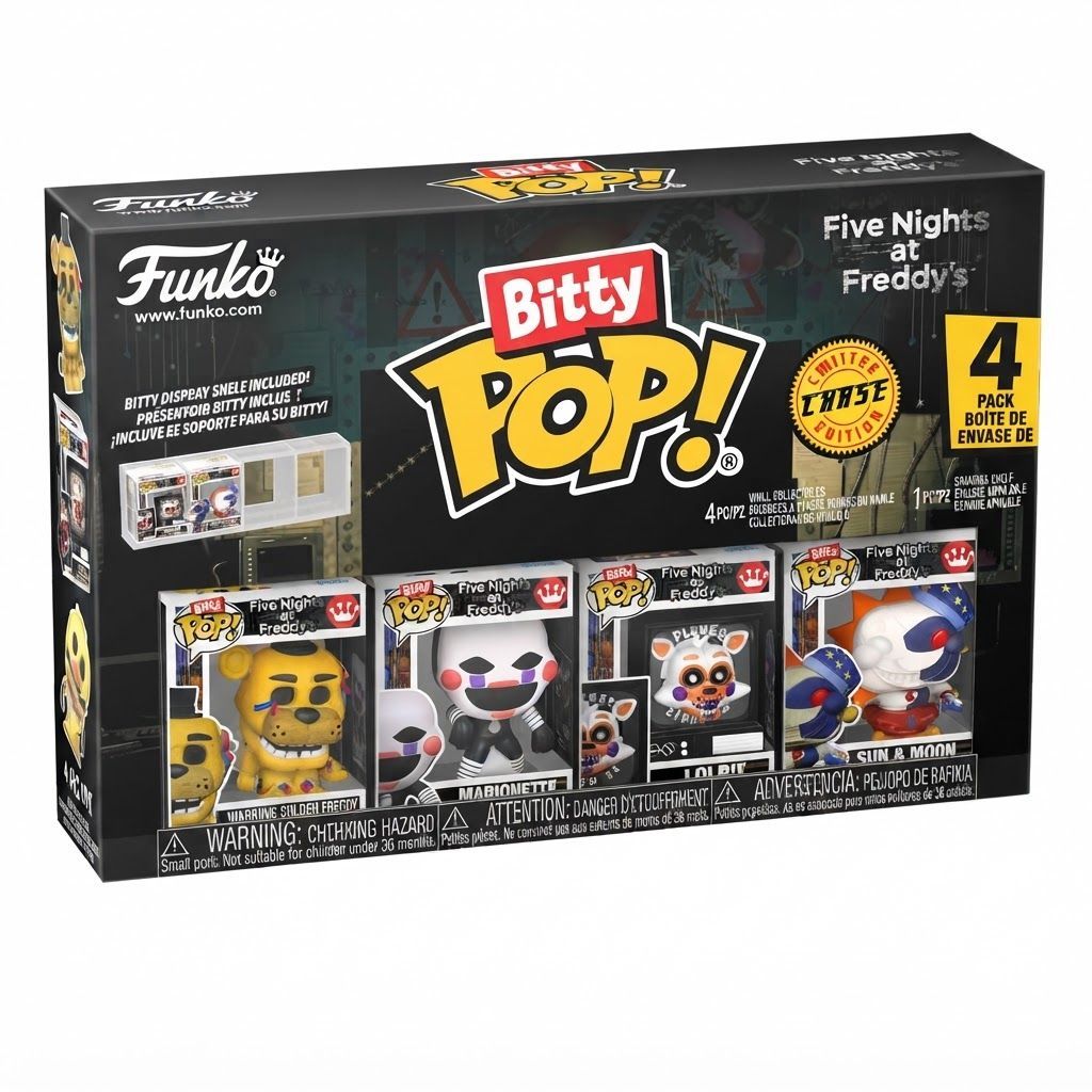 Funko Bitty Pop! Five Nights at Freddy's 4-Pack: Withered Golden Freddy, Marionette, Lolbit, Sun Mini Collectible Vinyl Figures