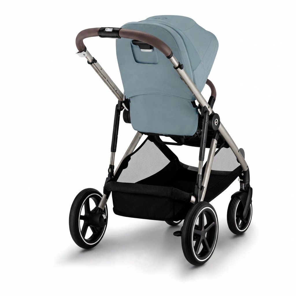 Cybex Gazelle S Convertible Double Stroller, Stormy Blue Fabric, Taupe Frame - Over 20 Configurations, Adapts from One Child to Two, Stylish and Practical Design