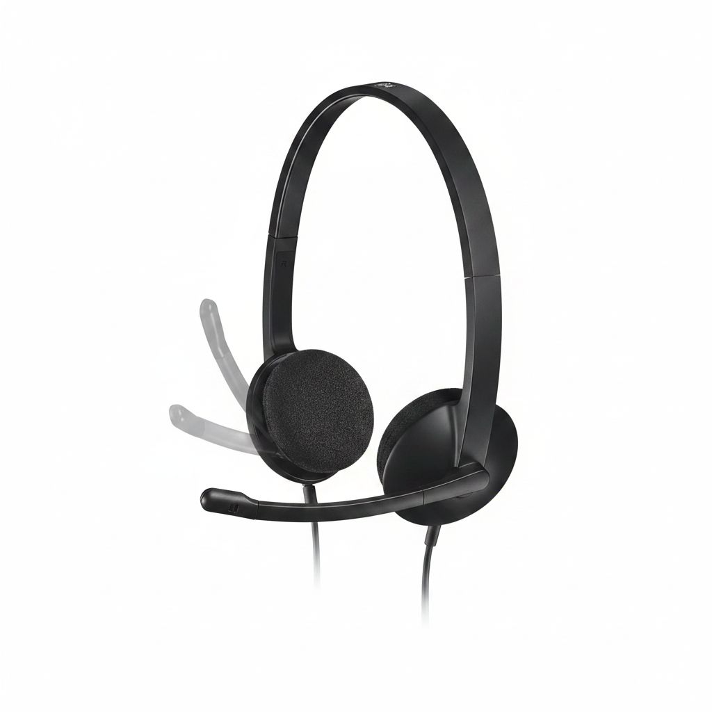 Logitech H340 USB PC Headset with Noise-Cancelling Microphone, Over-Ear - Black