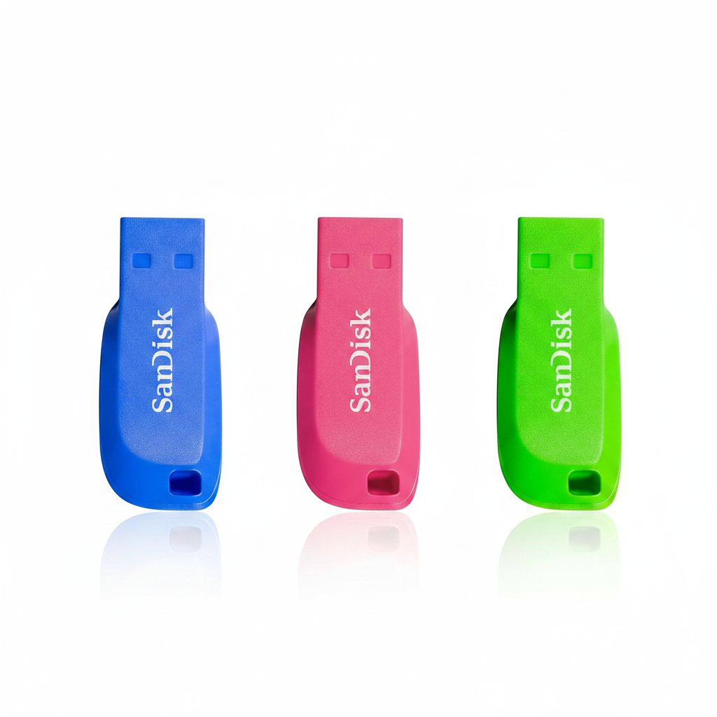 SanDisk Cruzer Blade USB Flash Drive 32GB, 3-Count - Blue, Pink, Green