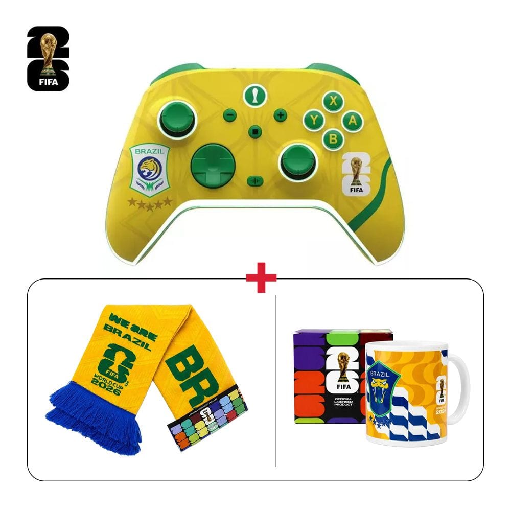 Brazil Fan Tech Gift Bundle FIFA Gaming Controller + National Scarfs + Ceramic Mugs (603001000013827,603001000013857,603001000013868)