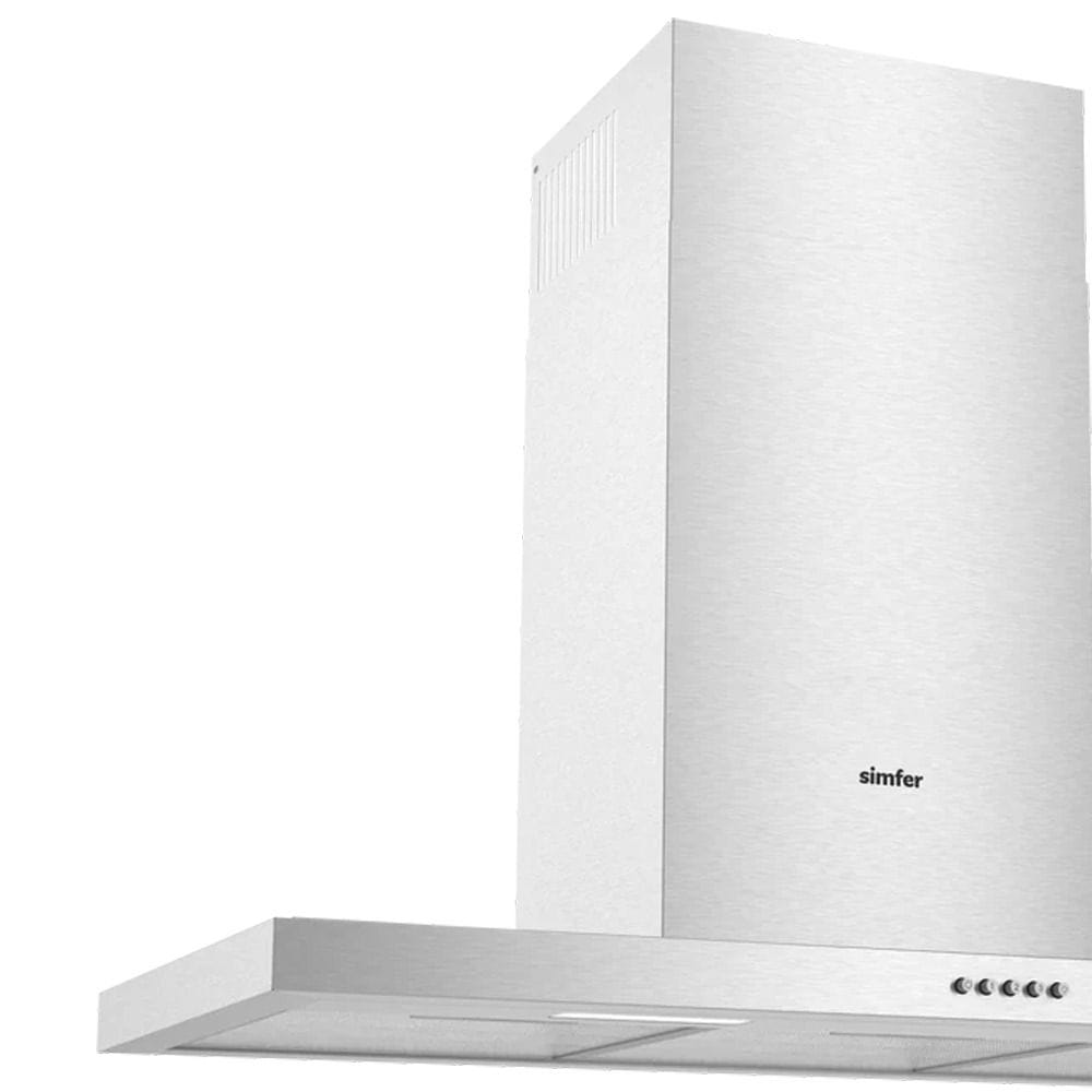 Simfer 90cm Wall-Mounted Cooker Hood, 3 Speed Settings, Powerful Kitchen Ventilation, Modern Chimney Design | Silver - SMF8933