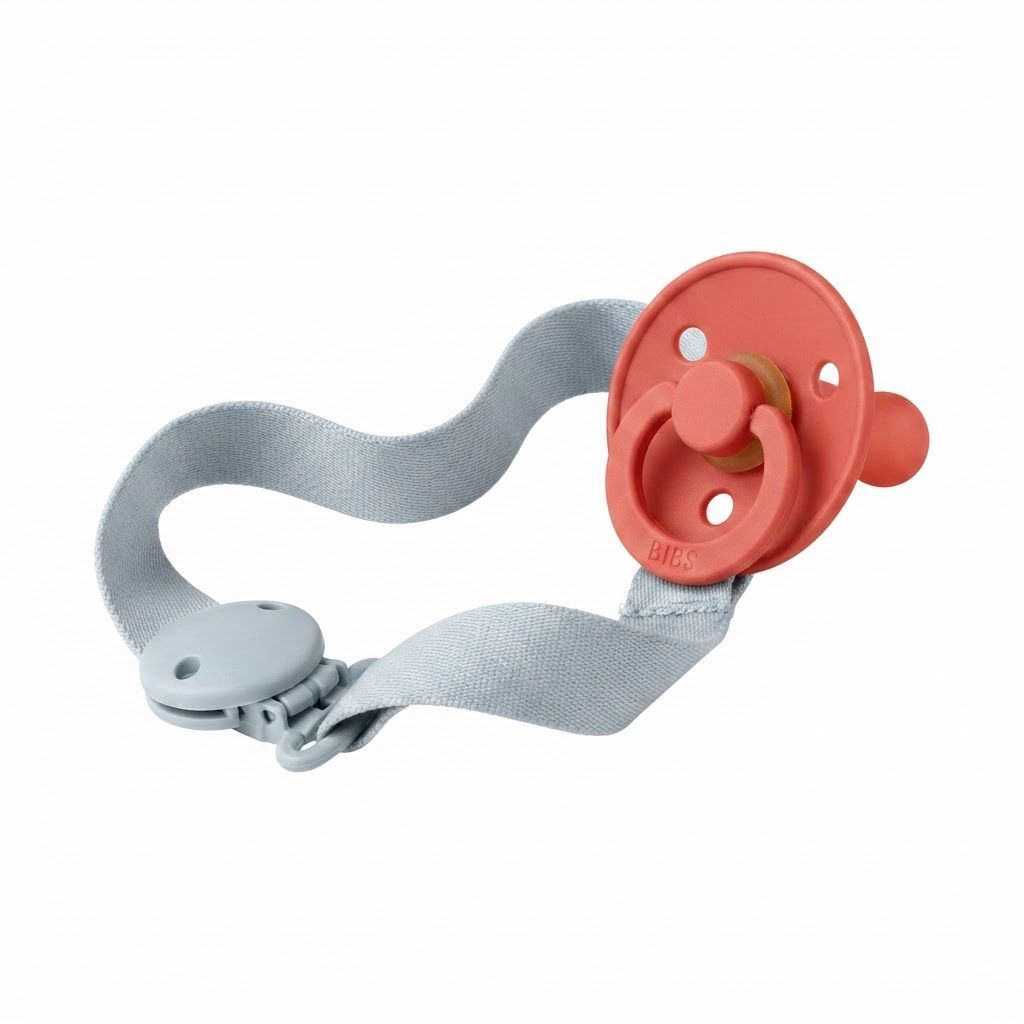 مشبك لهاية بحلقة BIBS لعمر +0 أشهر، فتحة أمان كبيرة جداً، تصميم تثبيت بيد واحدة، استخدام طويل الأمد وراحة بال - وردي فاتح