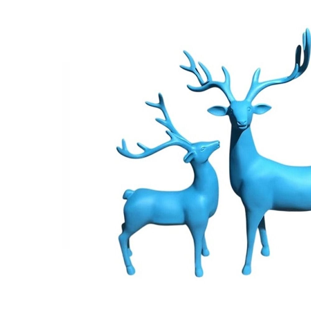Luxury Signature Light Blue Reindeer Figurines, 2 Piece Resin Deer Statue Set, Modern Decorative Showpieces for Home, Living Room, Office & Tabletop Decor