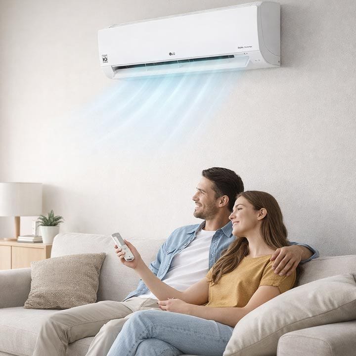 LG 2.5 Ton Split Air Conditioner 28,000 BTU, Dual Inverter Compressor™, Gold Fin™, Faster Cooling, Dual Protection Filter, Auto Cleaning - White - I34TKF