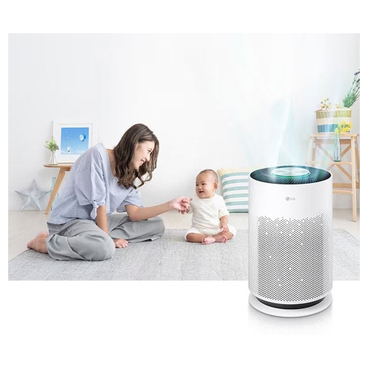 LG PuriCare 360° Air Purification And Clean Booster, Anti-bacterial Nano-ions, H13 HEPA, Clean Booster 61.2m² - White - AS65GDWH0