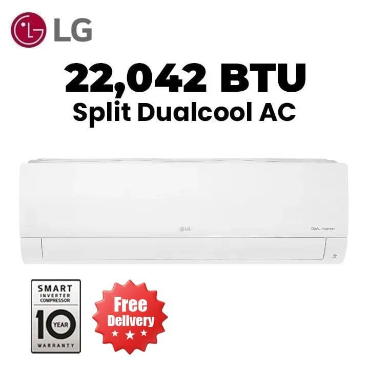 LG 2 Ton Split Air Conditioner 22,042 BTU, Dual Inverter Compressor™, Smart ThinQ™ (Wi-Fi), Plasmaster Ionizer+ - White - I27TNC