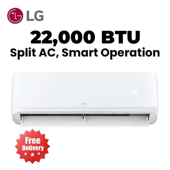 LG 2 Ton Rotary Compressor Split Air Conditioner 22000 BTU, Fast Cooling, Gold Fin™, Smart ThinQ™ (Wi-Fi) - White - T24ZCA