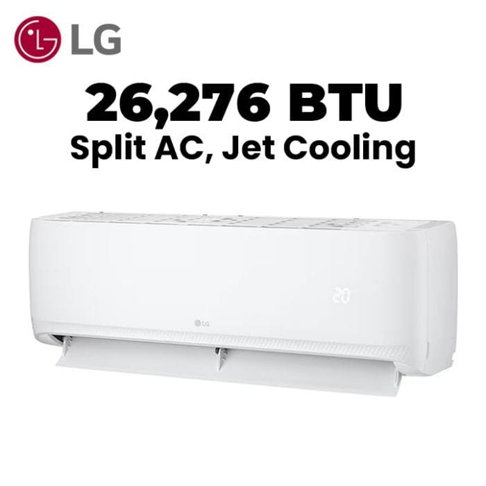 LG Rotary Compressor Split Air Conditioner, Fast Cooling, Remote Control, Long Distance Airflow, Quiet Mode, Dual Sensing - White - T30ZCA