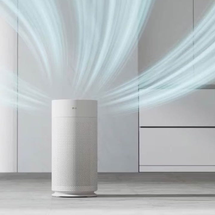 LG PuriCare™ AeroHit Air Purifier, White, 32 m² Coverage with 360° Filter | AS35GGW10