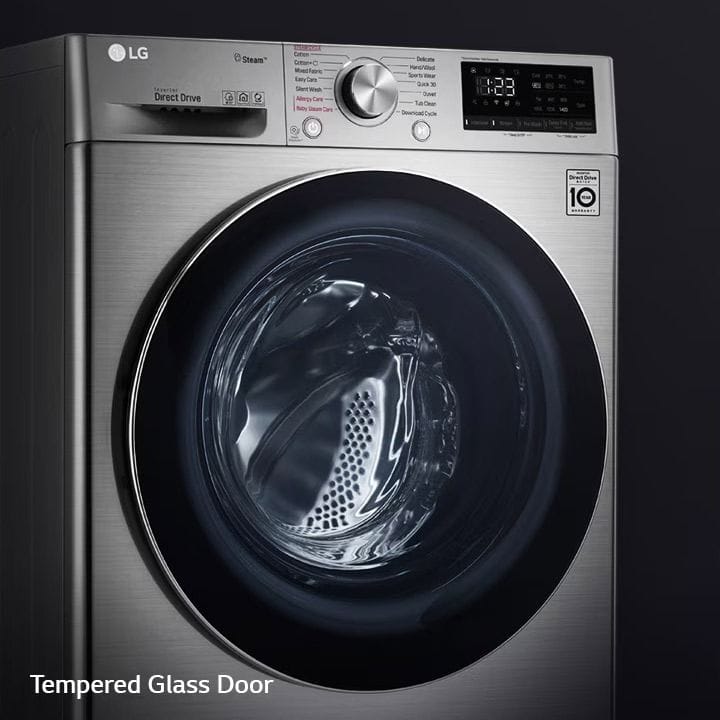 LG Front Load 10 Kg Washer And 7Kg Dryer, AI DD™, Steam™, ThinQ™, Stainless Steel Lifter - Silver - F4V5RGP2T