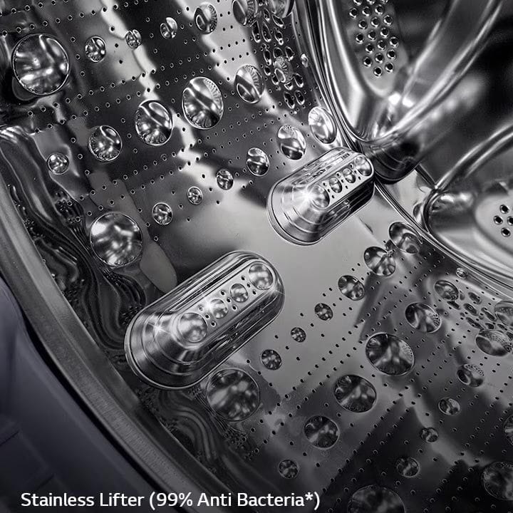 LG Front Load 10 Kg Washer And 7Kg Dryer, AI DD™, Steam™, ThinQ™, Stainless Steel Lifter - Silver - F4V5RGP2T