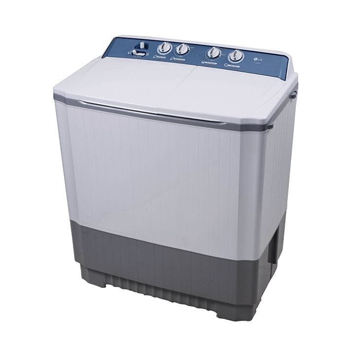 LG 12Kg Twin Tub Washing Machine, Roller Jet Pulsator, 3 Wash Program, Wind Jet Dry, Rat Away Technology - White - P1509