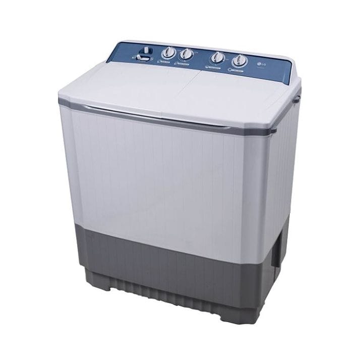 LG 12Kg Twin Tub Washing Machine, Roller Jet Pulsator, 3 Wash Program, Wind Jet Dry, Rat Away Technology - White - P1509