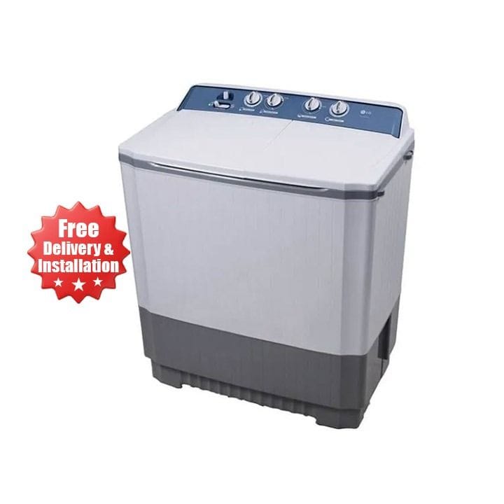 LG Twin Tub Washing Machine 12Kg, Roller Jet Pulsator, Wind Jet Dry, Pre Soak Function, 2 Side Waterfall - Blue White - P1509