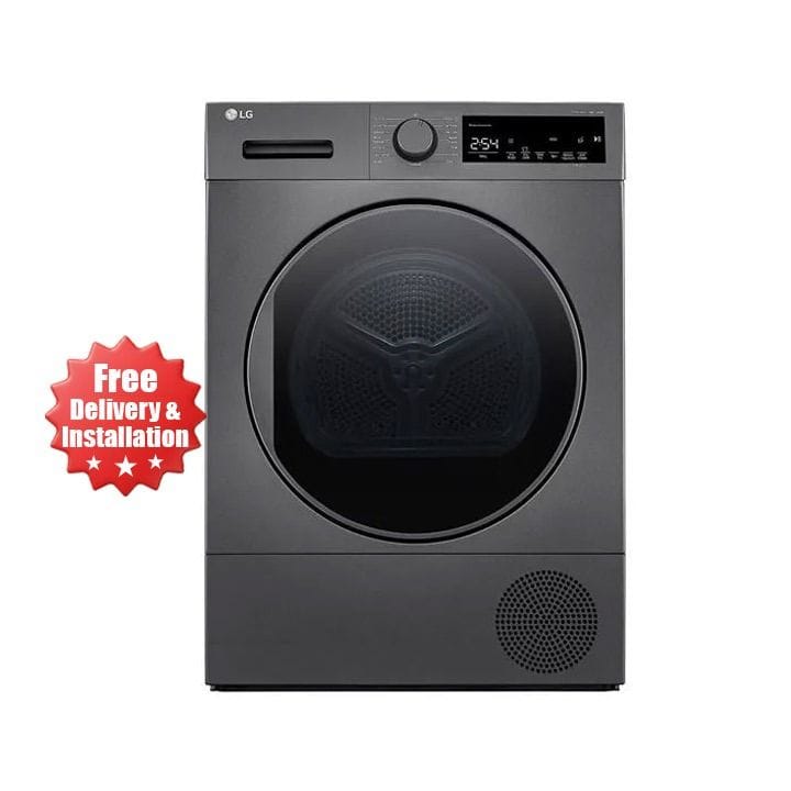 LG Heat Pump Dryer 8Kg, A++, Heat Pump, Sensor Dry, Automatically Adjusts Drying Time - Dark Silver - RH80T2SP7RM