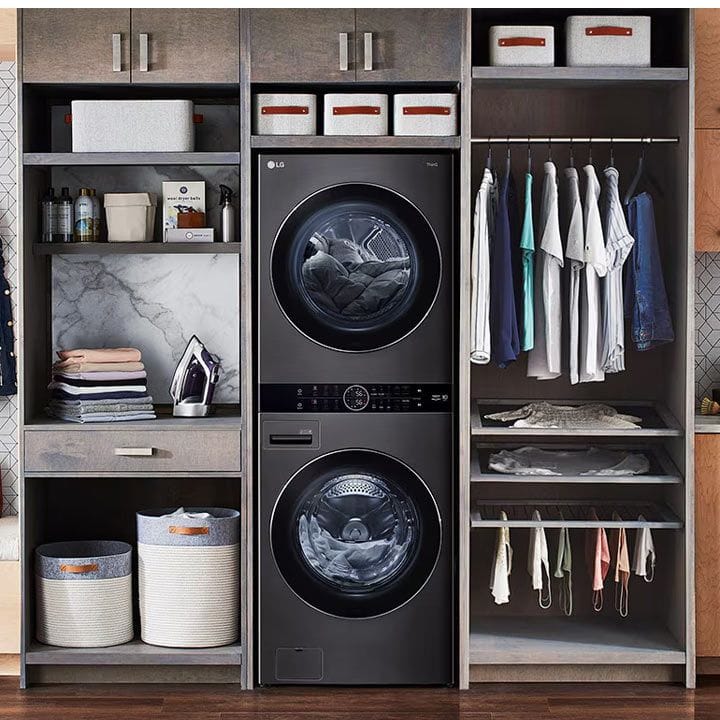 LG WashTower Washer And Dryer 27 Inch, AI Technology, Turbo Wash And Turbo Dry 19Kg + 16Kg, Condenser with Convenient Cleaning - Black - W1S1CVK2EHM