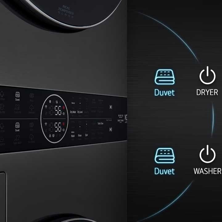 LG WashTower Washer And Dryer 27 Inch, AI Technology, Turbo Wash And Turbo Dry 19Kg + 16Kg, Condenser with Convenient Cleaning - Black - W1S1CVK2EHM