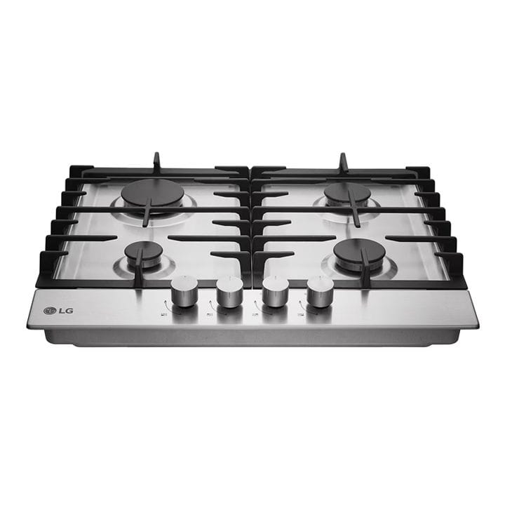 LG Built In Gas Hob With 4 Burners 60cm, Enamel Coated Pan Support, Sleek Silver Design Adds Style To Kitchen - Silver - HU641BBG