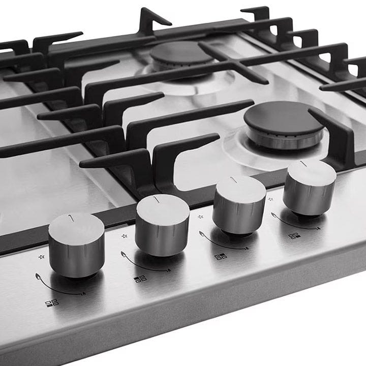 LG Built In Gas Hob With 4 Burners 60cm, Enamel Coated Pan Support, Sleek Silver Design Adds Style To Kitchen - Silver - HU641BBG