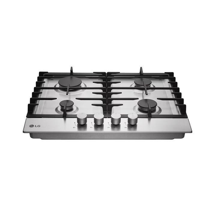 LG Built In Gas Hob With 4 Burners 60cm, Enamel Coated Pan Support, Sleek Silver Design Adds Style To Kitchen - Silver - HU641BBG