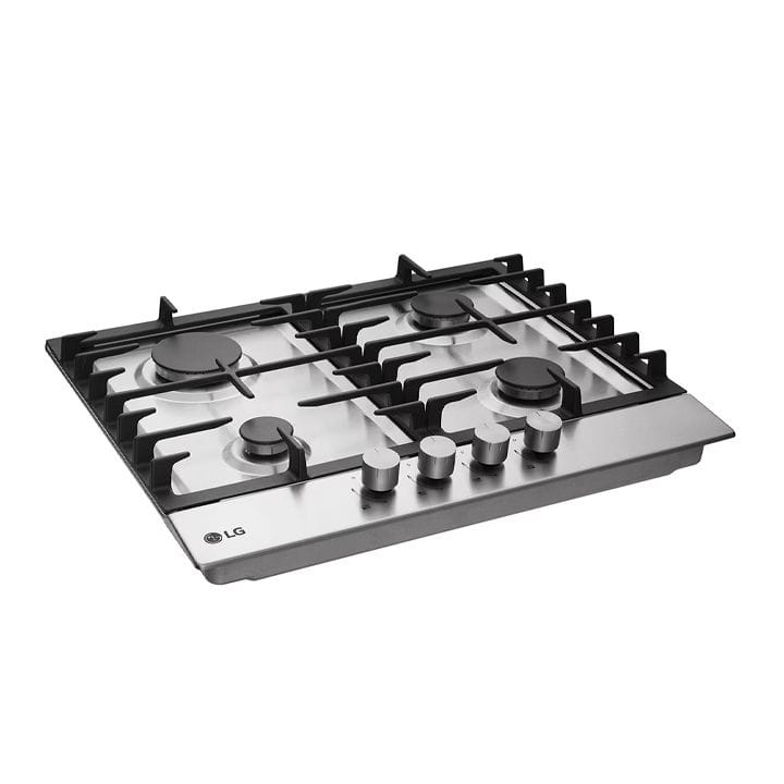 LG Built In Gas Hob With 4 Burners 60cm, Enamel Coated Pan Support, Sleek Silver Design Adds Style To Kitchen - Silver - HU641BBG