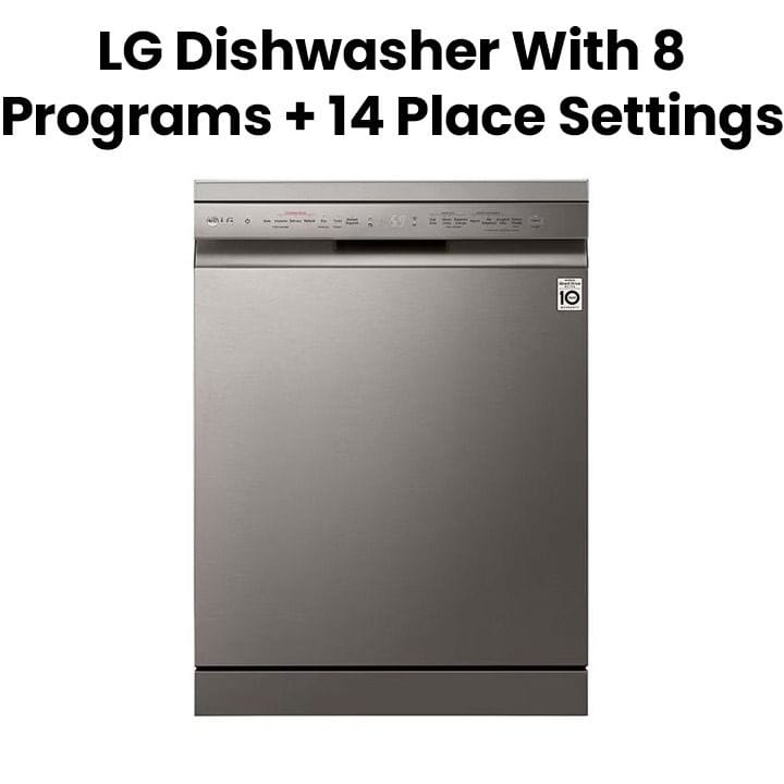 LG Dishwasher with 8 Programs + 14 Place Settings Platinum Silver | DFC435FP