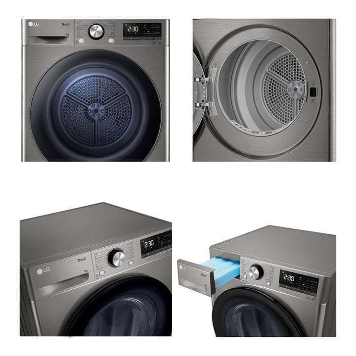 مجفف ملابس إل جي ٢٠٢٣ بمضخة حرارية مزدوجة، سعة ٩ كجم - صنع في كوريا | RH90V5PVTN  