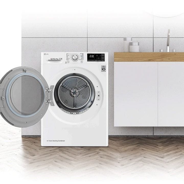 LG Dual Inverter Heat Pump Dryer 18Kg, Sensor Dry, Dual Filter, Smart ThinQ WiFi Connectivity - Stainless Silver - RH18U8EVCW