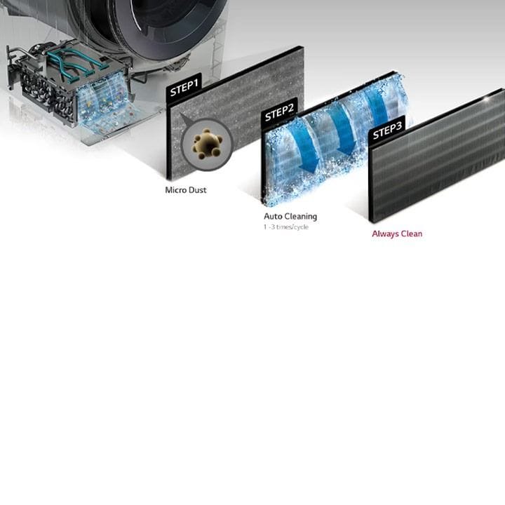 LG Dual Inverter Heat Pump Dryer 18Kg, Sensor Dry, Dual Filter, Smart ThinQ WiFi Connectivity - Stainless Silver - RH18U8EVCW