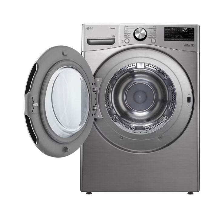 LG Dual Inverter Heat Pump Dryer 18Kg, Sensor Dry, Dual Filter, Smart ThinQ WiFi Connectivity - Stainless Silver - RH18U8EVCW