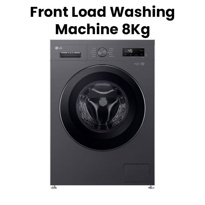LG Front Load Washing Machine, Made In China, Stylish Middle Black Finish, Front Load Design, Advanced Wash Programs 8Kg - Black - F2Y1TYP6J