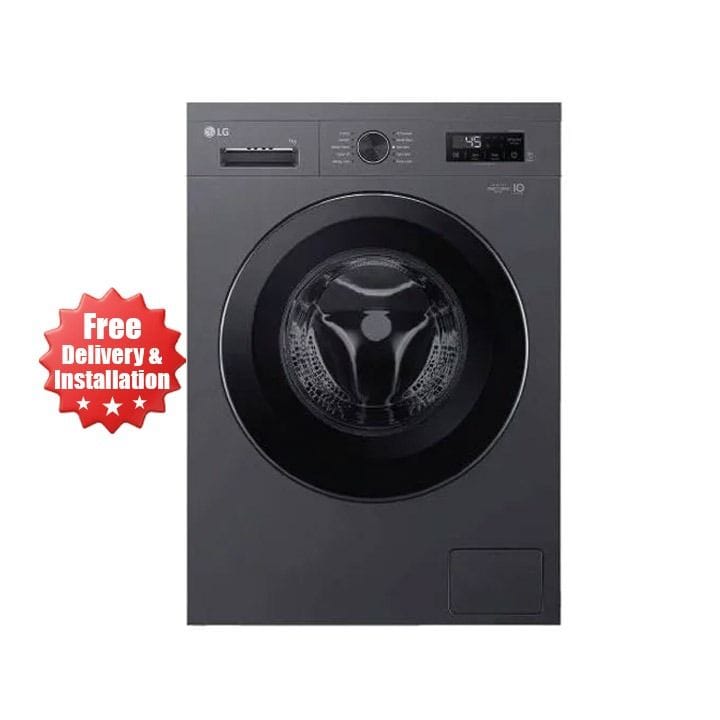 LG Front Load Washing Machine, Advanced Wash Programs, Advanced Wash Programs, Durable Build Quality, Gentle Fabric Care 7Kg - Black - F2Y1HYP6J