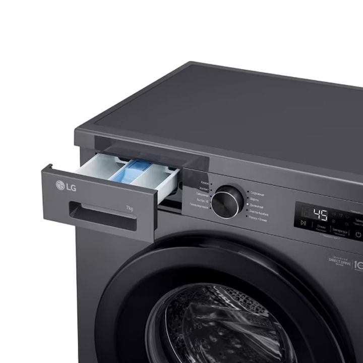 LG Front Load Washing Machine, Advanced Wash Programs, Advanced Wash Programs, Durable Build Quality, Gentle Fabric Care 7Kg - Black - F2Y1HYP6J