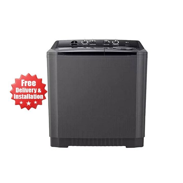 LG Twin Tub Washing Machine 13Kg, 3 Dimension Roller Jet Pulsator, 3 Wash Program, Wind Jet Dry - Middle Black - P1461RWNL