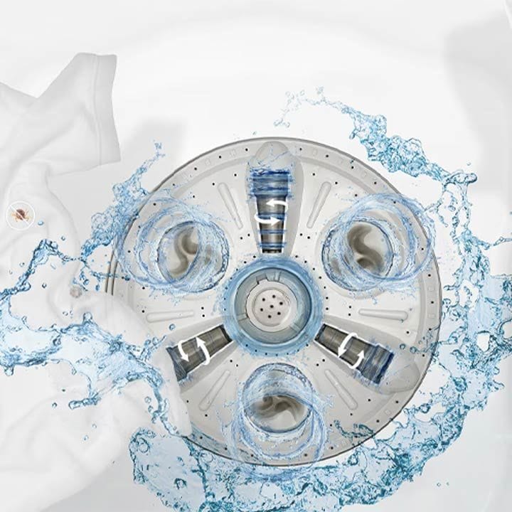 LG Twin Tub Washing Machine 13Kg, 3 Dimension Roller Jet Pulsator, 3 Wash Program, Wind Jet Dry - Middle Black - P1461RWNL