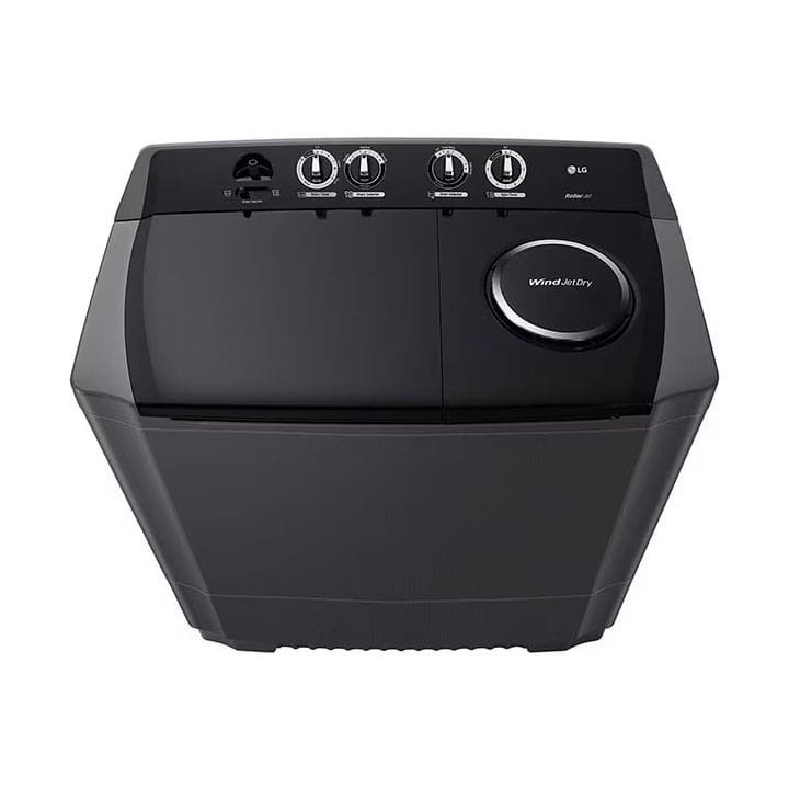 LG Twin Tub Washing Machine 13Kg, 3 Dimension Roller Jet Pulsator, 3 Wash Program, Wind Jet Dry - Middle Black - P1461RWNL