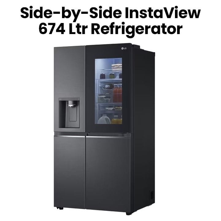 إل جي ثلاجة إنستا فيو سايد باي سايد 674 لتر - أسود غير لامع | GR-X267CQEW