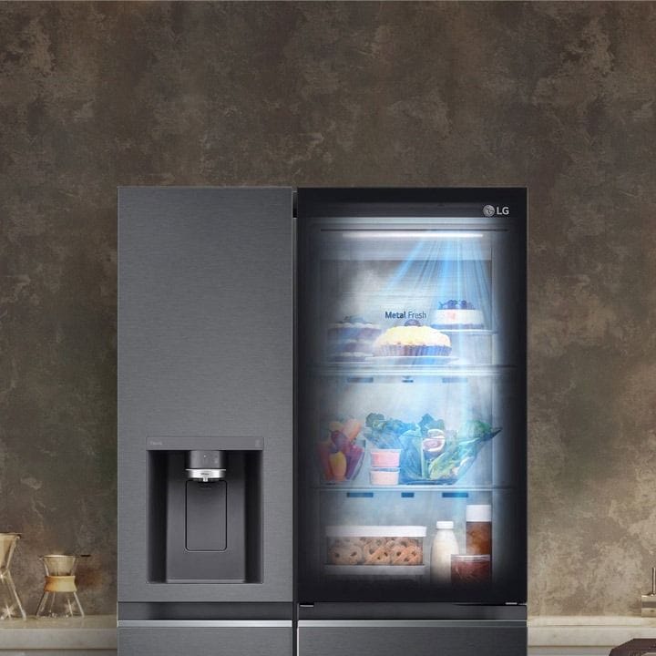 LG 674L InstaView Side-by-Side Refrigerator With UVnano, Linear Cooling, And Smart ThinQ Features - Matte Black - GR-X267CQEW