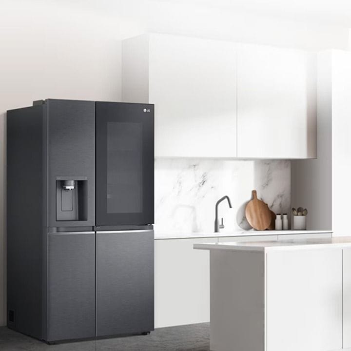 LG 674L InstaView Side-by-Side Refrigerator With UVnano, Linear Cooling, And Smart ThinQ Features - Matte Black - GR-X267CQEW