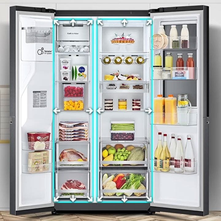 LG 674L InstaView Side-by-Side Refrigerator With UVnano, Linear Cooling, And Smart ThinQ Features - Matte Black - GR-X267CQEW