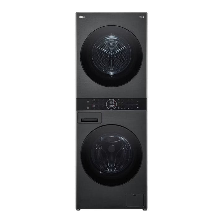 LG Wash Tower With 12Kg Washer And 10Kg Dryer Capacity, 1400 RPM, Space-saving, TurboWash 360, Dual Inverter Heat Pump - Black Steel - W4W8BVPKZHM