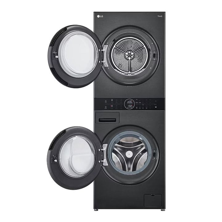 LG Wash Tower With 12Kg Washer And 10Kg Dryer Capacity, 1400 RPM, Space-saving, TurboWash 360, Dual Inverter Heat Pump - Black Steel - W4W8BVPKZHM