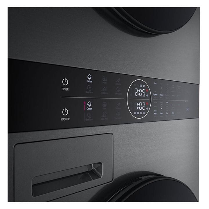 LG Wash Tower With 12Kg Washer And 10Kg Dryer Capacity, 1400 RPM, Space-saving, TurboWash 360, Dual Inverter Heat Pump - Black Steel - W4W8BVPKZHM