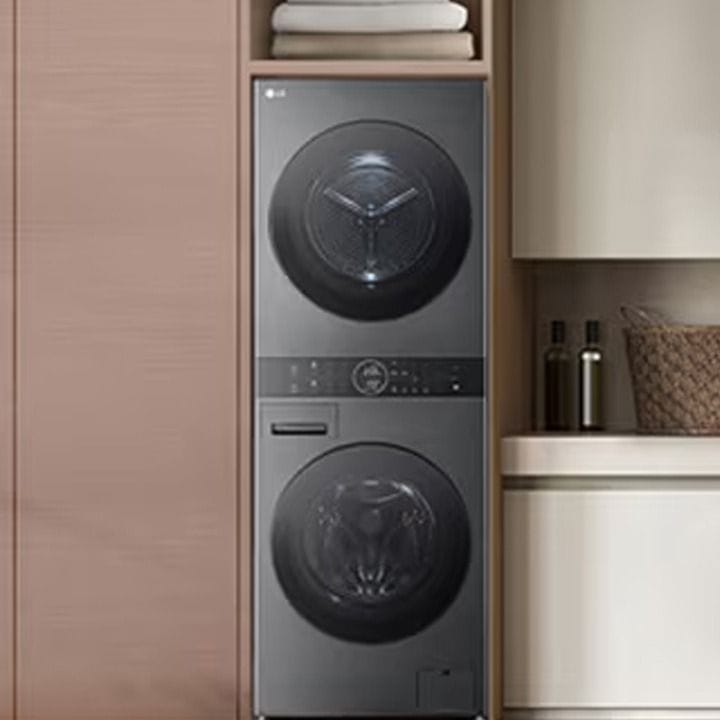 LG Wash Tower With 12Kg Washer And 10Kg Dryer Capacity, 1400 RPM, Space-saving, TurboWash 360, Dual Inverter Heat Pump - Black Steel - W4W8BVPKZHM