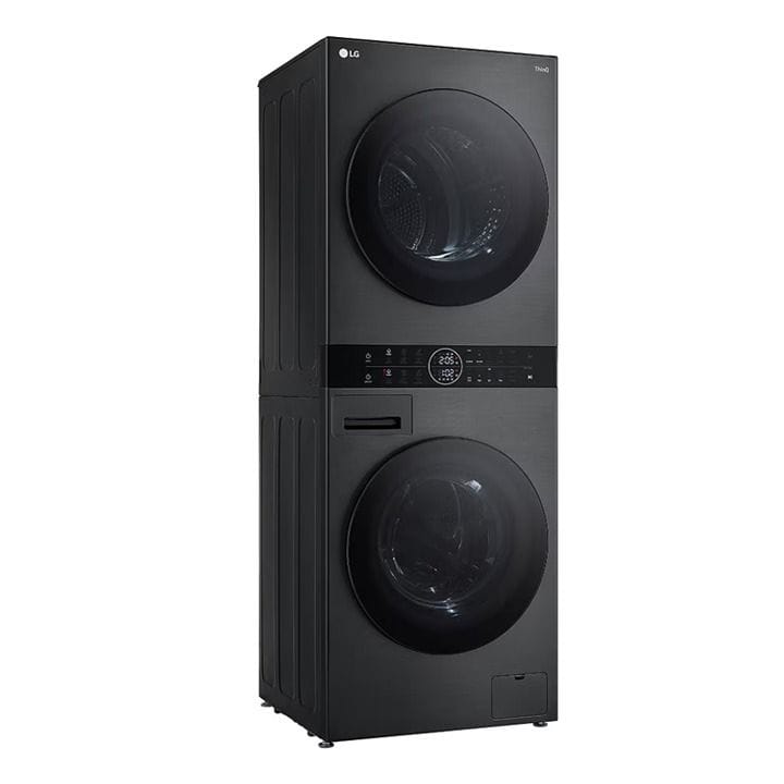 LG Wash Tower With 12Kg Washer And 10Kg Dryer Capacity, 1400 RPM, Space-saving, TurboWash 360, Dual Inverter Heat Pump - Black Steel - W4W8BVPKZHM