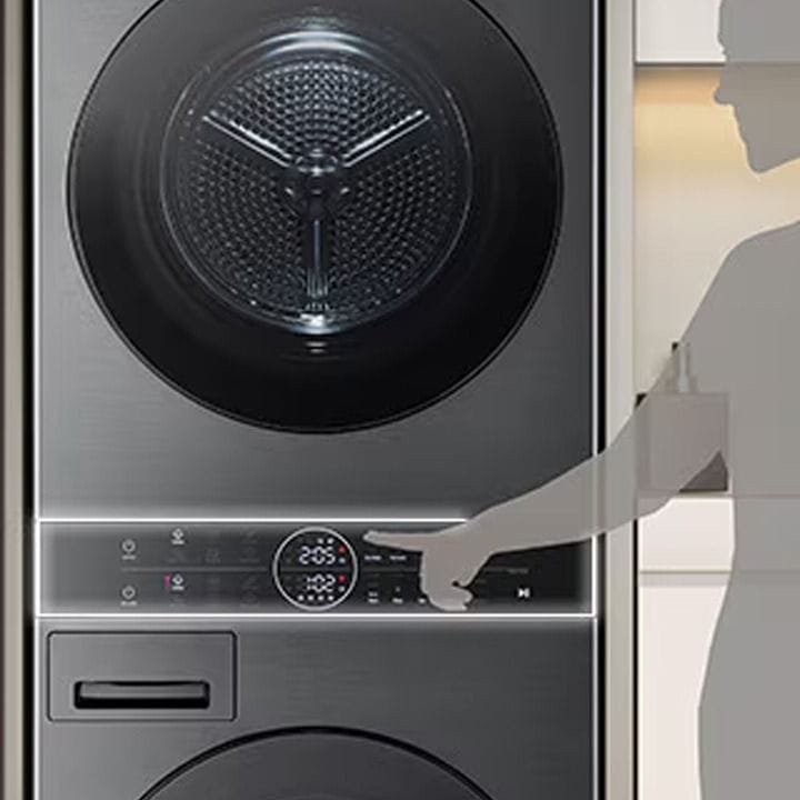 LG Wash Tower With 12Kg Washer And 10Kg Dryer Capacity, 1400 RPM, Space-saving, TurboWash 360, Dual Inverter Heat Pump - Black Steel - W4W8BVPKZHM