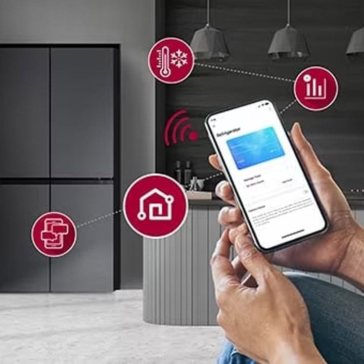 LG French Door Refrigerator 704L – Inverter Linear Compressor, Door Cooling+, Multi Air Flow, ThinQ Smart Control | Black - GR-B34FFCDB